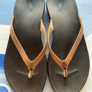 OluKai Tan and Brown Sandals with Contoured Comfort Worn only twice!